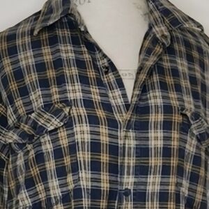 Vintage Plaid Flannel Mens Shirt